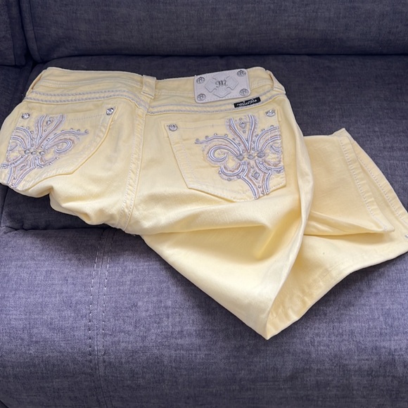 Miss Me -Aqua pair new w/tag. Others worn once. Blue and Yellow pair capris. - Picture 4 of 6